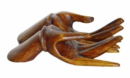 Natural Color Tropical Wood Hands Business Card Holder - $19.74