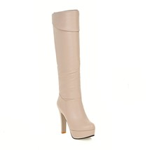 Women&#39;s White Sexy Over The Knee Boots Female Waterproof Platform Slip-On High H - £131.61 GBP