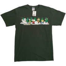 Peanuts Gang Christmas Carol Tree Snowman Green T-Shirt Charlie Brown Sn... - $16.99