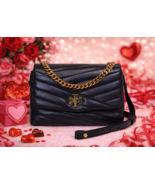 NEW Tory Burch Kira Chevron Black Convertible Crossbody Bag Valentine's ... - $358.00