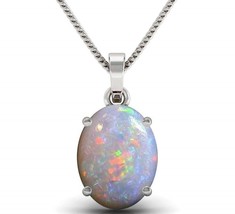 Certified 925 Sterling silver fire opal minimalist necklace October birthstone  - £70.34 GBP