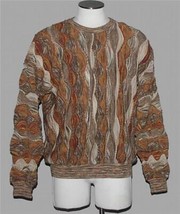 VTG Tundra Coogi Style Earth Tones Striped Textured Sweater Mn&#39;s XL EXC Canada - £130.28 GBP