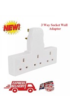 3 Way Female Extension Wall Adapter 3 Speed White Secure Male Multi-
sho... - £3.58 GBP