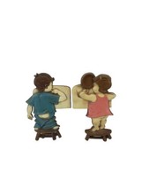 1966 Sexton Cast Metal Wall Art Plaques Boy and Girl Set of 2 - $18.97
