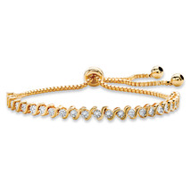 PalmBeach Jewelry Genuine Diamond Accent Gold-Plated Drawstring S-Link Bracelet - £45.89 GBP