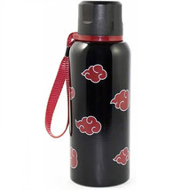 Naruto Shippuden Akatsuki Symbol Stainless Steel 16 oz Travel Bottle Black - £22.69 GBP