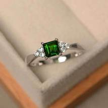 2.50Ct Princess Cut Emerald Wedding Engagement Ring 14k Two Tone Gold Finish     - £82.95 GBP
