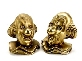 Bozo Clown Bookends, Heavy Metal, Gold Paint Finish, PM Craftsman, Vintage 1960s - £69.31 GBP