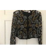 Night Vogue Vtg Sequin Silk  Jacket Shoulder Pads Cropped mushroom jelly... - $1,411.25 MXN