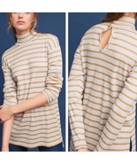 Anthropologie Vanessa Virginia Tunic Top Metallic Gold Silver Stripe Small - $23.48 CAD