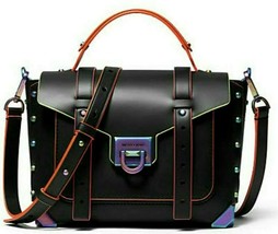 Michael Kors Manhattan Black Neon Crossbody School Satchel Bag*Gift Box*Nwt! - £274.95 GBP