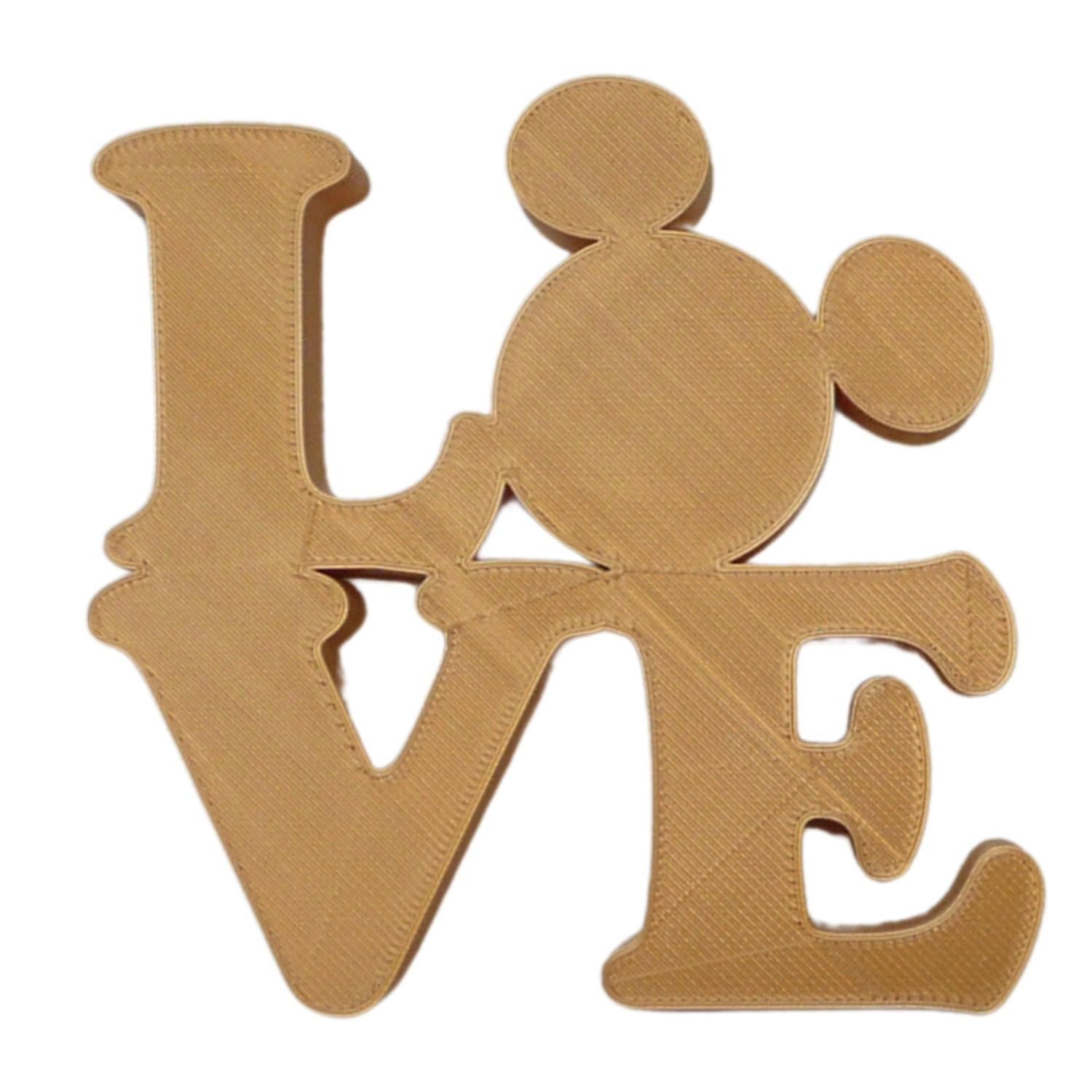 LOVE Word Quote With Mickey Mouse Face Head Gold Home Decor Made in USA PR4783