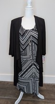 R&amp;M Richards NWT Women&#39;s 12p Black 2 Piece Dress And Cardigan Set BX - £38.68 GBP