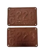Vintage 1934 Connecticut License Plate Pair EC 228 Brown Embossed Matchi... - $62.10