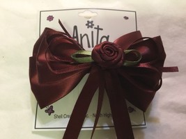 Anita Girls Formal Burgundy Large Triple Stack Rosebud Streamers Hairbow... - £4.70 GBP