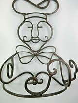 Wrought Iron Chef Figural Wine Bottle Holder Brown Free Standing Kitchen Decor - £31.72 GBP