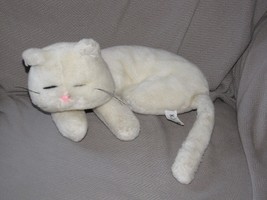 Russ Kara Cat Stuffed Plush White 10.5&quot; Curled Up Sleeping - £38.78 GBP