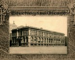 Greetings From Chicago Il Publici Biblioteca 1908 Cartolina Mano Matita ... - £8.15 GBP