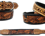 Padded Leather Hand Crafted Tooled Dog Collar 60FK47 - £38.28 GBP+