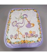 NOVATEX Stork Holding Baby Lavender Lilac 35&quot;x49&quot; Fleece Vintage Baby Bl... - $338.50 CAD