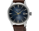 SEIKO Men&#39;s Blue Sunray Dial Brown Leather Band Presage Time Automatic W... - $429.95