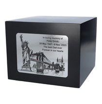 New York cremation urn with Statue of Liberty personalized urn for ashes black - £137.60 GBP