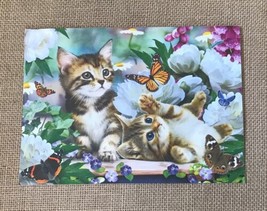 Howard Robinson Kitty Cat Kittens Playing With Butterflies Flowers Greeting Card - £2.02 GBP
