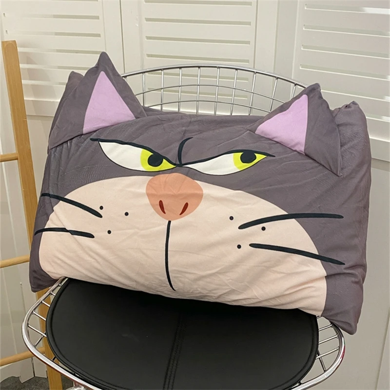 Disney Lucifer Cat Pillowcase Lovely Plush Pillow Cover Cute Anime Grey Bed Home - £11.43 GBP