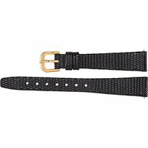 Ladies 14mm Regular Black Leather Flat Lizard Grain Watch Strap Band - £24.14 GBP