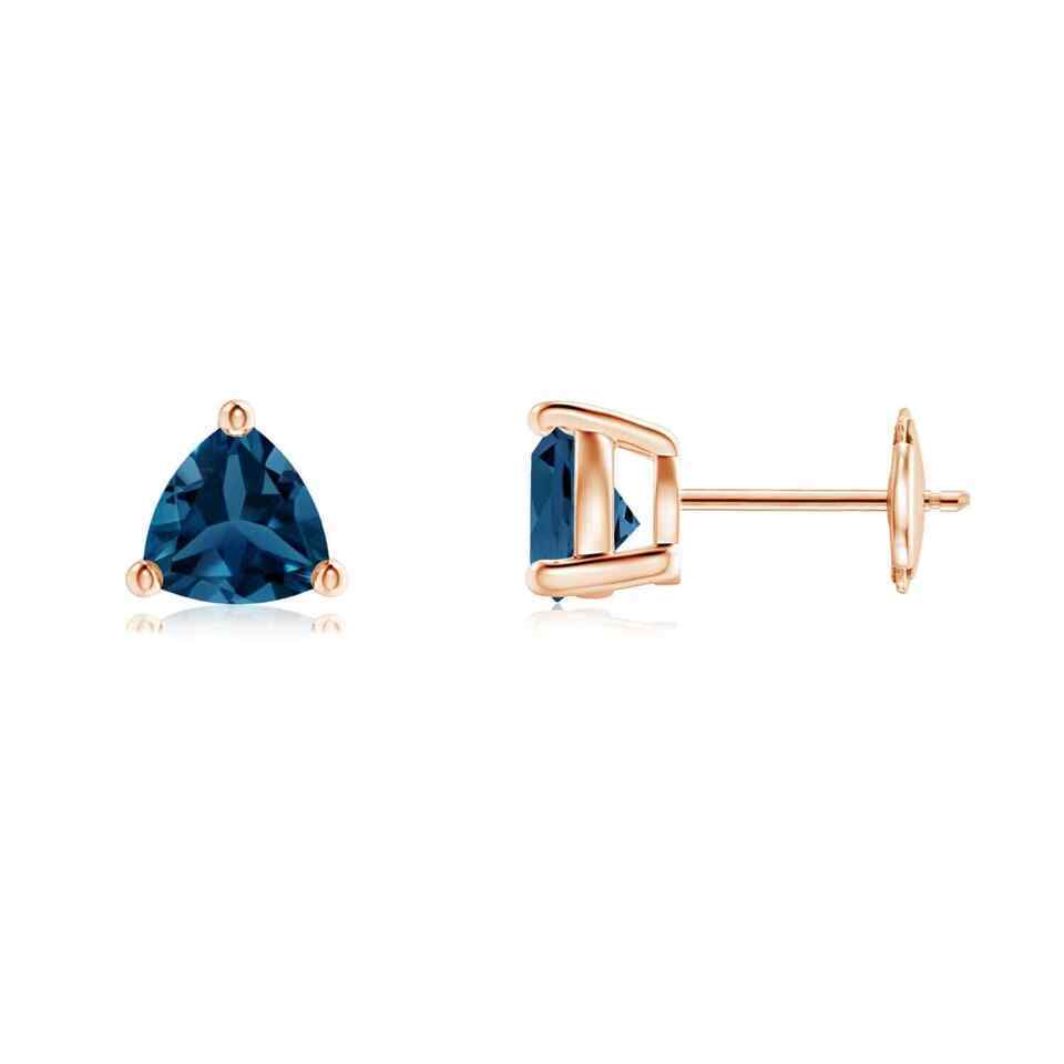 Primary image for London Blue Topaz Trillion Solitaire Stud Earrings in 14K Gold (Grade-AAA , 6MM)