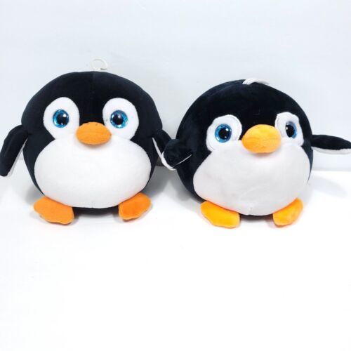 Lot Of 2 Penguin Balls Stuffed Animal Plush Black White Bird 5" Soft Toy Factory - $19.79