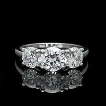 2Ct Round Cut Diamond Three Stone Pretty Engagement Ring 14K White Gold Finish - £94.96 GBP