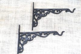 6 Cast Iron Victorian Style Plant Hooks Rustic Garden Hangers Wall Barn Fence - £36.95 GBP