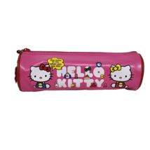 2012 Sanrio Hello Kitty Rainbow Pink Pencil Case W/ Charm Vinyl Small Bag Zips - £21.70 GBP