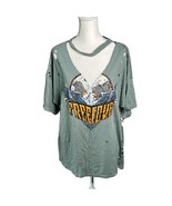 Iris Distressed Graphic T-Shirt Eagle Cut Out Neck Short Sleeve Top 1XL - $40.96 CAD