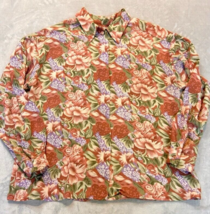 Vtg Notations 90s floral Print Button Up Blouse Long Sleeve women&#39;s 14 - £15.71 GBP