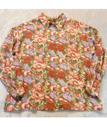 Vtg Notations 90s floral Print Button Up Blouse Long Sleeve women&#39;s 14 - £15.70 GBP