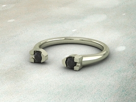 Natural Black Onyx Round Gemstone Modern Promise Women Open Band Ring Jewelry - £51.54 GBP