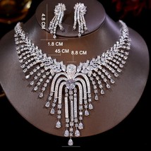 Full Cubic Zirconia Crystal 2pcs Tassel Necklace Jewelry Set For Women,Luxury Du - £111.13 GBP