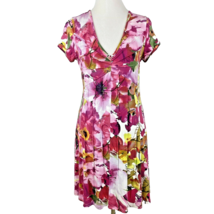 Dolce Vita Dress Womens 38 Floral Print Short Sleeve V-Neck Stretch Pint... - $470.96 MXN