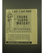 1959 Horizon Press Book Ad - Frank Lloyd Wright Drawings for living Arch... - £11.79 GBP