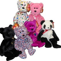Ty Beanie Babies Bear 6 lot Featuring Retired Hope (Breat Caner), End, A... - $38.32