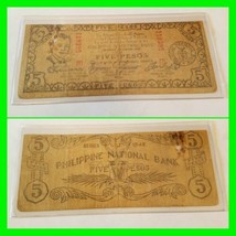 1942 Emergency Circulating Note Philippines Currency Five Pesos - $14.84