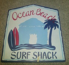 Oecan Beach Surf Shack Wood Wall Sign Plaque Palm Tree Boards 14x16 Decor - £12.04 GBP