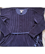 90 Vintage Fads Samt Marineblau Knopf Langärmelig Maxi Kleid Petite M Pm - £15.30 GBP