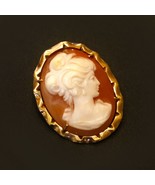 Antique 18k Gold Shell Cameo Brooch Pendant Ribboned Setting 4.6g Victorian - £189.48 GBP