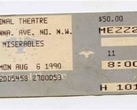 National Theatre Les Miserables Ticket Stub August 1990 Washington DC - $9.90