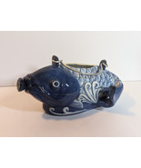 Fish Teapot Pitcher 1980 With Handle No Lid Blue And White Porcelain - $471.22 MXN