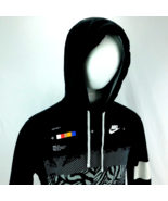 Nike Men Black Hoodie Address Color Bar Dots Tiger Stripes Sweatshirt Sz M - £35.06 GBP