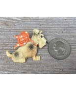 VINTAGE CELLULOID CARVED   SCOTTY SCOTTIE DOG BROOCH PIN w PIN BOW - £23.42 GBP